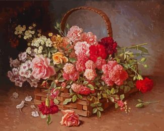 Basket Of Pink Roses Art Diamond Painting
