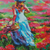 Beautiful Lady In Poppy Field Abstract Diamond Painting