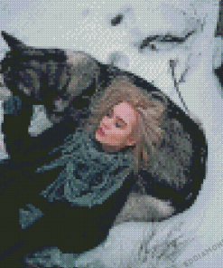 Blonde Woman Wolf Diamond Painting