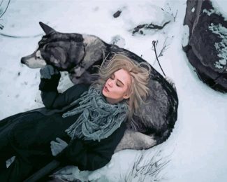 Blonde Woman Wolf Diamond Painting