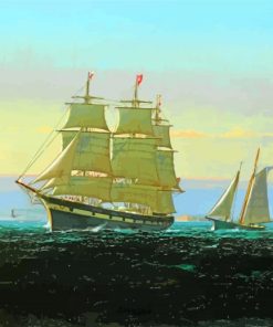 Clipper Ship With Sailing Boats Diamond Painting