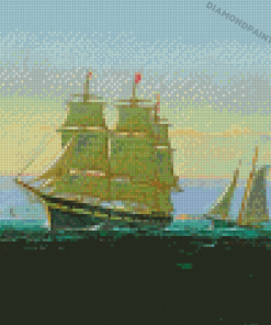 Clipper Ship With Sailing Boats Diamond Painting