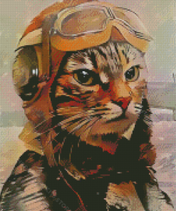 Cool Pilot Cat Diamond Painting