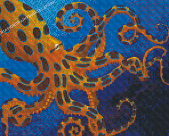 Cool Blue Ring Octopus Diamond Painting