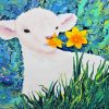 Cute Lamb And Flowers Diamond Painting