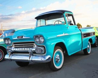 Cyan Old Chevy Truck Diamond Painting