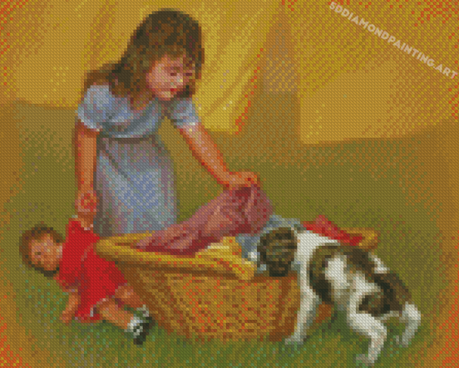 Girl With Dog Diamond Painting