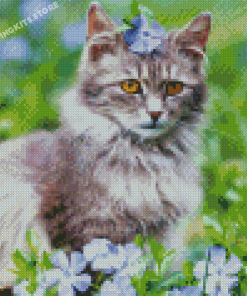 Grey Tabby Cat Diamond Painting