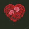 Red Heart With Flowers Diamond Painting