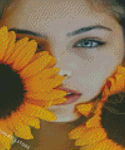 Stunning Girl With Sunflower Diamond Painting