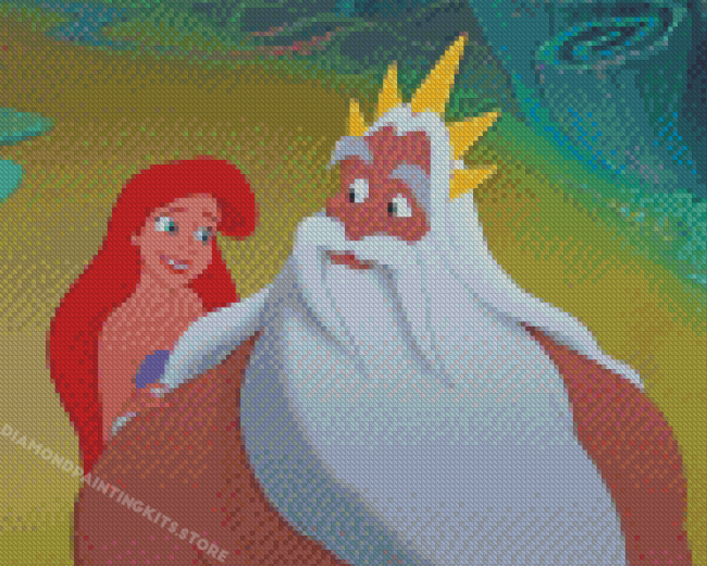 The Little Mermaid With Her Father Diamond Painting
