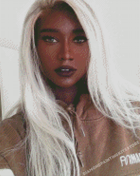 White Hair African Woman Diamond Painting