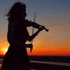 Woman Playing Violin At Sunset Diamond Painting