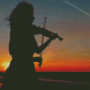 Woman Playing Violin At Sunset Diamond Painting