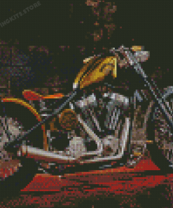 Yellow Chopper Motorcycle Diamond Painting