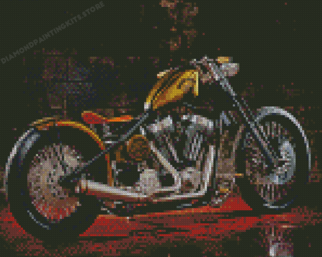 Yellow Chopper Motorcycle Diamond Painting