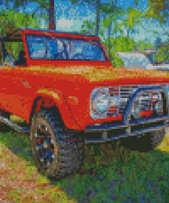 1976 Orange Ford Bronco Diamond Painting