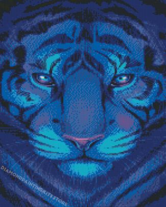 Blue Tiger Head Diamond Painting