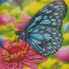 Blue Tiger On Pink Flower Diamond Painting