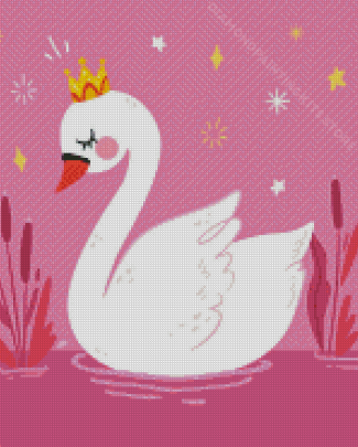 Elegant Swan With Crown Diamond Painting