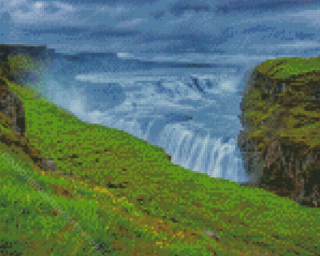 Gullfoss Waterfall In Iceland Diamond Painting
