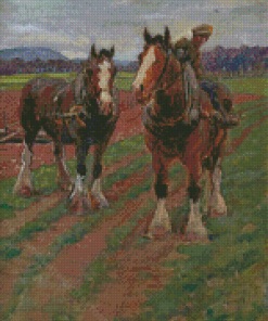 Two Clydesdales In Farm Diamond Painting