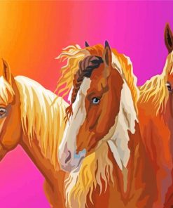 Illustration Pinto Horses Diamond Painting