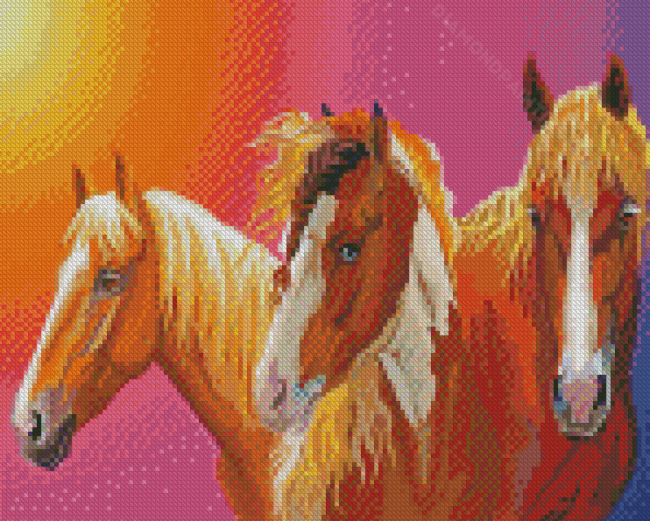 Illustration Pinto Horses Diamond Painting