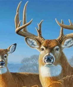 Large Buck And Doe Animals Diamond Painting