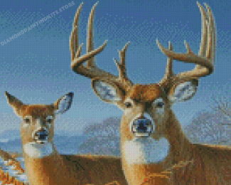 Large Buck And Doe Animals Diamond Painting