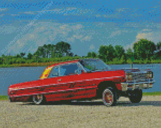 Red Chevrolet Lowrider Car Diamond Painting