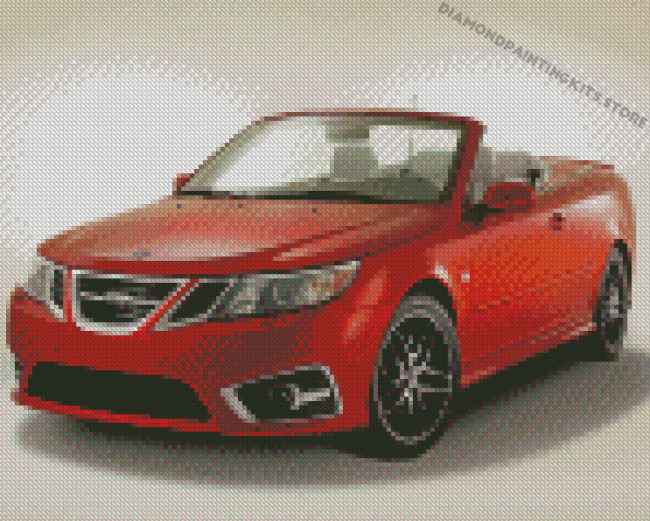 Red Saab Car Diamond Painting