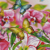 Spring Pink Orchid And Butterflies Diamond Painting