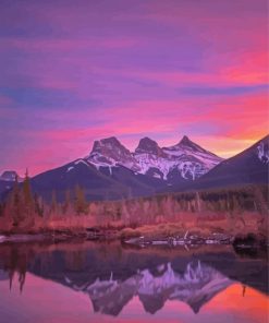 The Three Sisters Mountains Sunset Landscape Diamond Painting