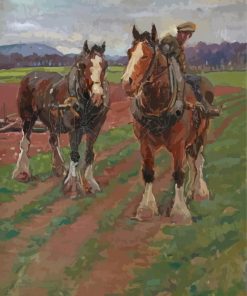Two Clydesdales In Farm Diamond Painting