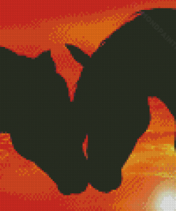 Two Horses In Love At Sunset Diamond Painting