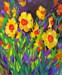 Violet And Daffodils Diamond Painting