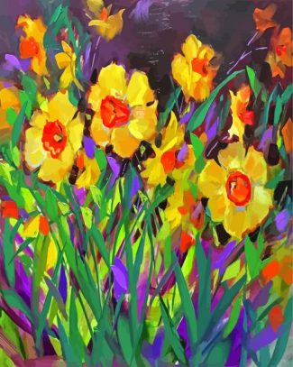 Violet And Daffodils Diamond Painting