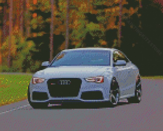 White Audi Rs5 On Road Diamond Painting