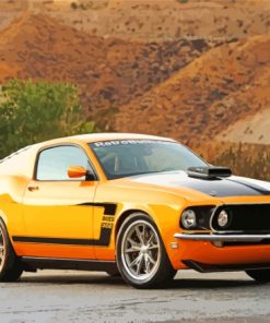 Yellow 1969 Ford Mustang Fastback Car Diamond Painting