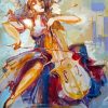 Abstract Girl Playing Double Bass Diamond Painting