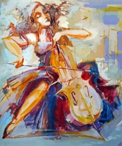 Abstract Girl Playing Double Bass Diamond Painting