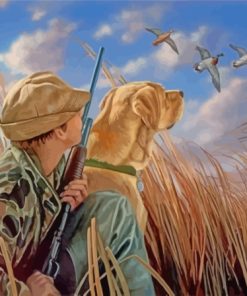 Boy And Labrador Retriever Hunting Art Diamond Painting
