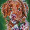 Duck Toller And Flowers Diamond Painting