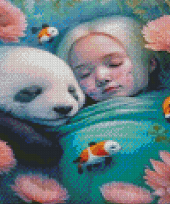 Sleepy Girl And Panda Diamond Painting