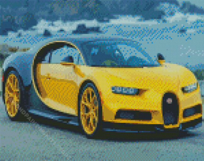 Yellow Bugatti Chiron Diamond Painting