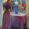 Young Girl In Front Of A Lighted Lamp Anna Ancher Diamond Painting