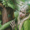 Beautiful Elf And Dragon Diamond Painting