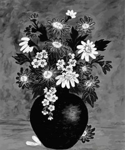 Black And White Daisy Vase Diamond Painting