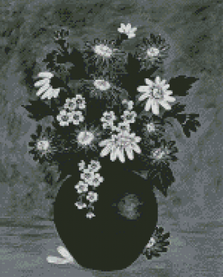 Black And White Daisy Vase Diamond Painting